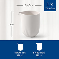 Villeroy & Boch - Tasse à lait Afina 170 ml, Blanc, Passe au lave-vaisselle, Passe au micro-ondes, Carafe à lait, Accessoire à café, Verseuse en céramique, Soucoupe, Vaisselle, Porcelaine Premium