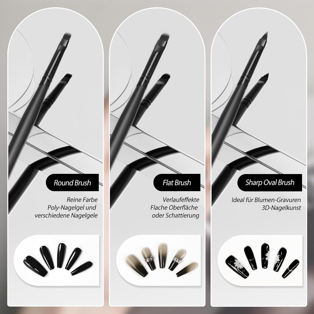 Nagel Pinsel 8 Stück Pinsel Für Gelnägel,Nageldesign Gel Pinsel Dotting Painting Line Pen Für Nagellack Gel Acryl Nagel Pinsel Nailart Kit Acryl Pinsel Fineliner Nägel Selber Machen