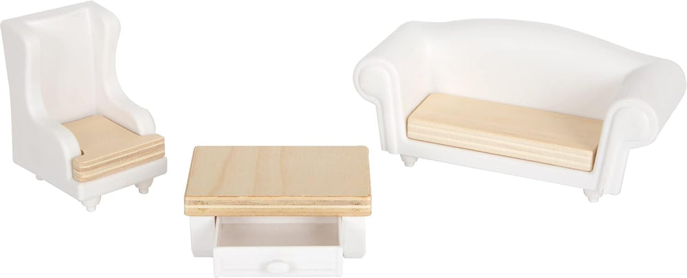 Small Foot Maison de poupée Maison de ville en bois à 3 étages avec façade ouverte et 12 meubles pour 3 ans et plus 11802 Maisons de poupée gris blanc Naty Shop