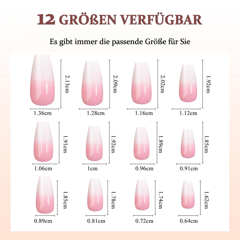 Ensemble de faux ongles Ballerine – 240 pièces de faux ongles rose lilas délicats, colle complète sur faux ongles, ensemble de faux ongles pour manucure et nail art pour femmes et filles (rose lavande)