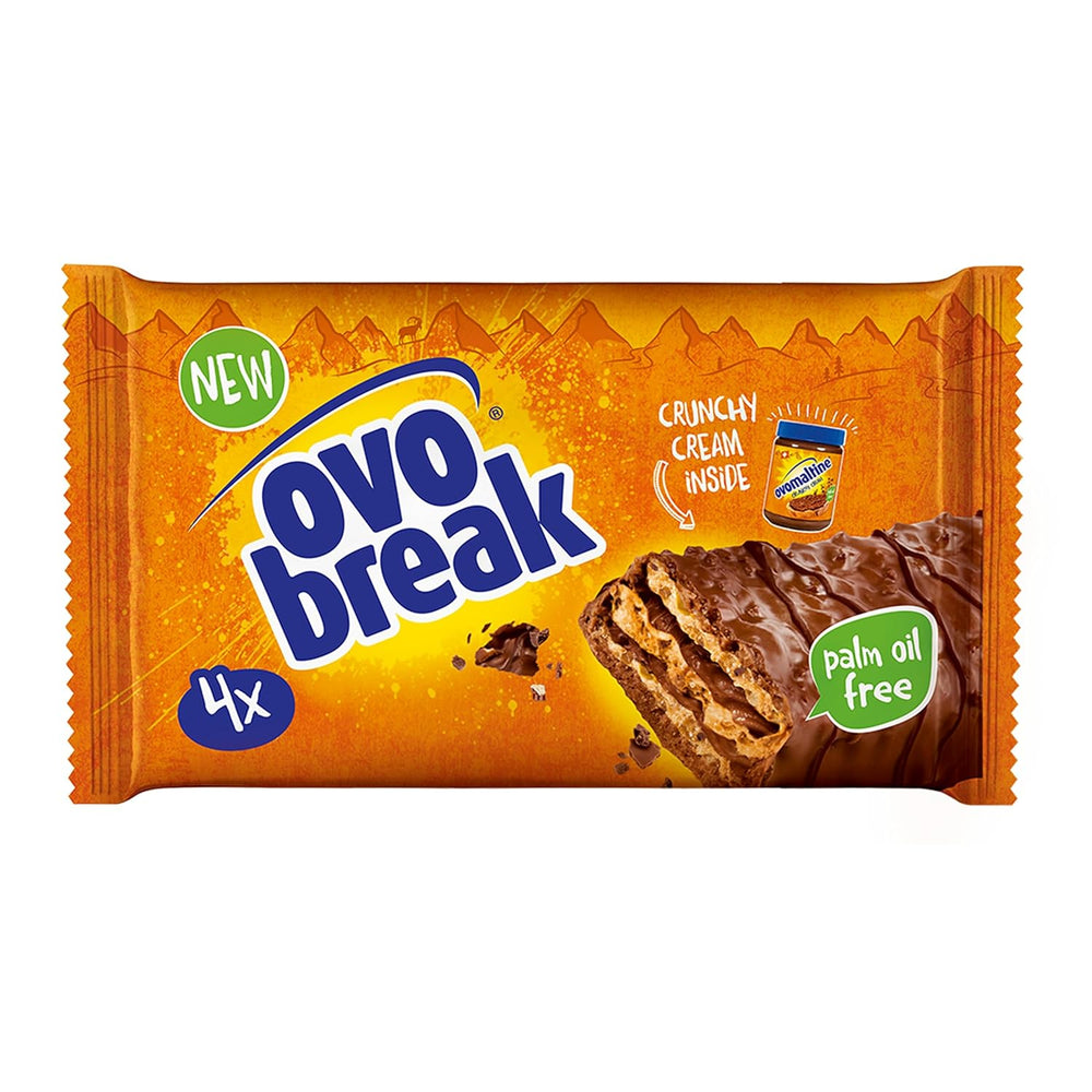 Ovomaltine OVO BREAK Gaufrette et Barre de Chocolat - une collation croustillante au goût incomparable de notre populaire Crème Crocante, naturellement sans huile de palme (4 x 39g)