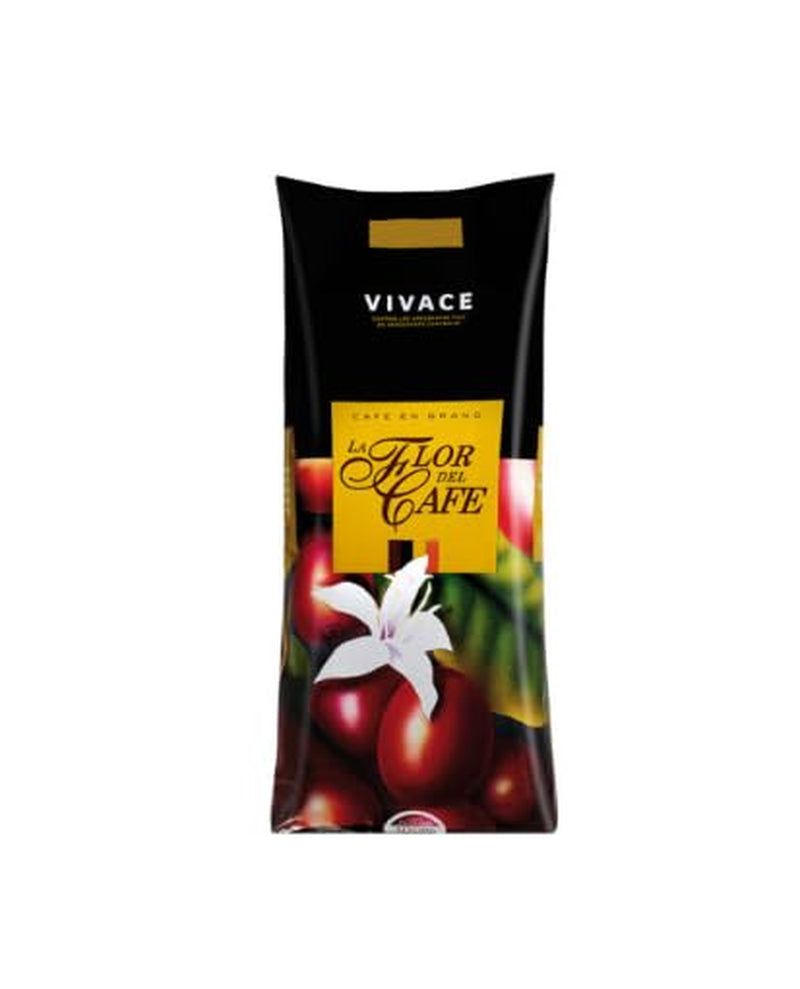 Flor del Café Vivace Café naturel 100 % Arabica torréfié, grains entiers, arôme intense, torréfaction moyennement foncée, 10 kg (10 x 1 kg)