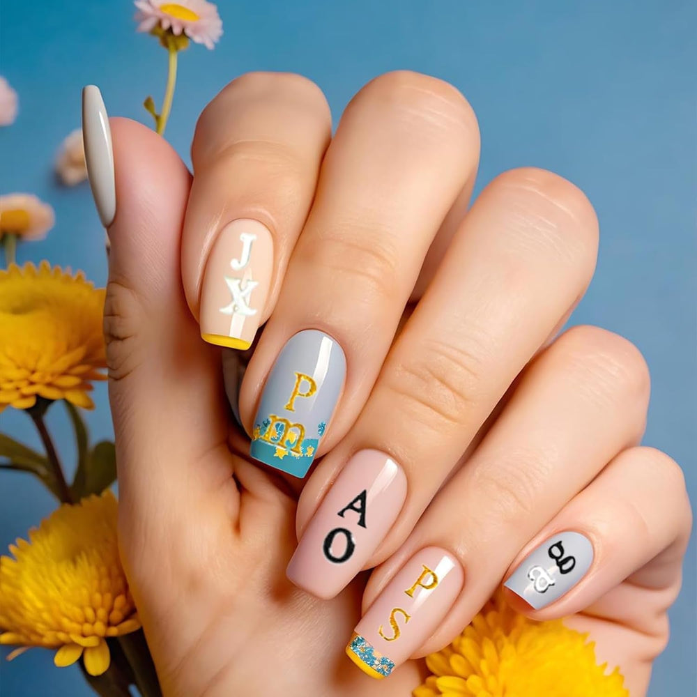 Nagelsticker Buchstaben 8 Blatt Nail Buchstaben Sticker Nagelsticker Glitzer Buchstaben Art Sticker Selbstklebend Nagelaufkleber Englisches Alphabet Dekoration Nageldesign Zubehör