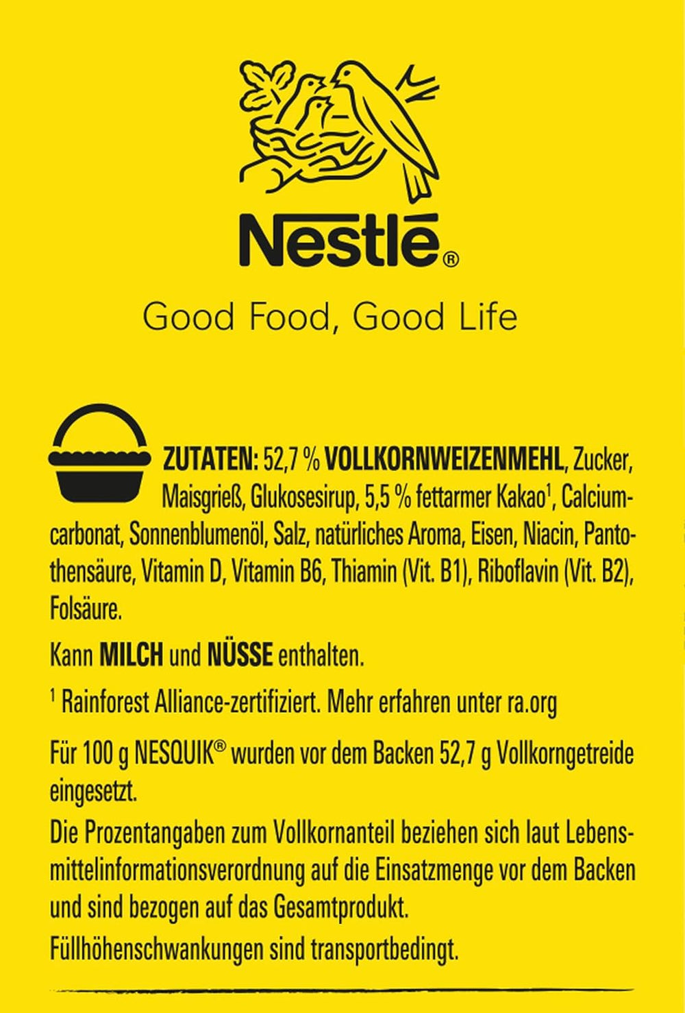 Nesquik Nestlé Nesquik Crunchy Breakfast, Céréales au chocolat et grains entiers, 1 paquet (1 x 330g)