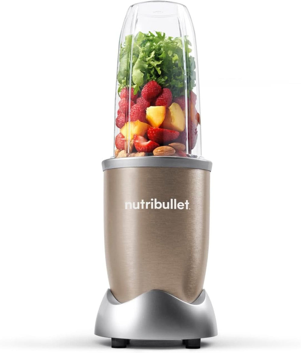 Nutribullet Pro, 900 Watt Leistung, Einfach and Schnell in Der Anwendung, Kompakt, Leicht Zu Reinigen, Mit 700 Ml Becher, Smoothiemixer, Smoothie Maker, Electric Mixer, NB904B, Schwarz Mother and Child Naty Shop Champagne Basispaket