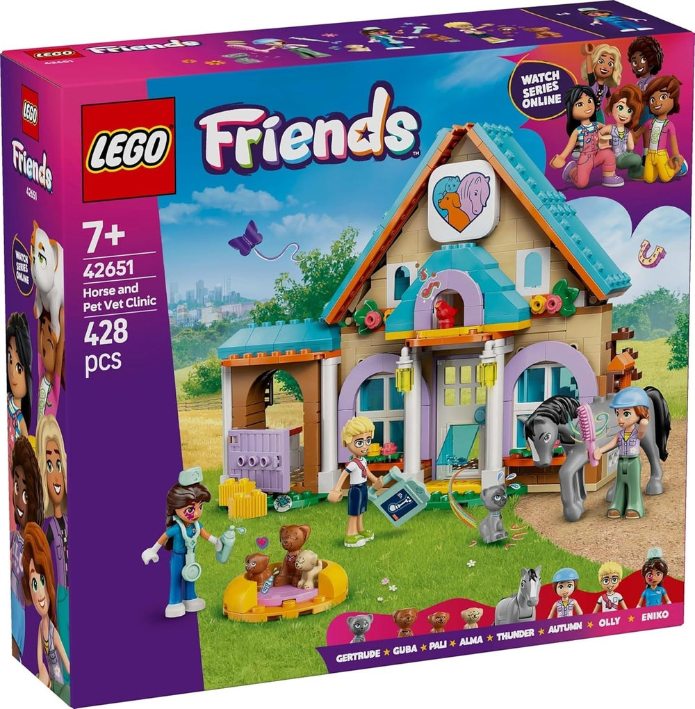 Cabinet vétérinaire LEGO Friends pour chevaux et animaux domestiques, ensemble de jeu et de construction pour un jeu de rôle imaginatif avec 3 figurines et 5 figurines d'animaux, idée cadeau pour les filles de 7 ans 42651 Ensembles de construction Besuche den LEGO-Store