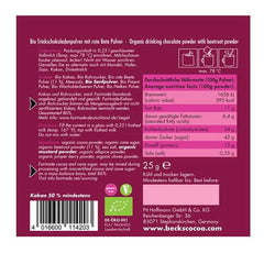 Beet Me Up!, Cacao fin aromatisé à la betterave, 25 grammes de Cacao et Chocolat Chaud Naty Shop