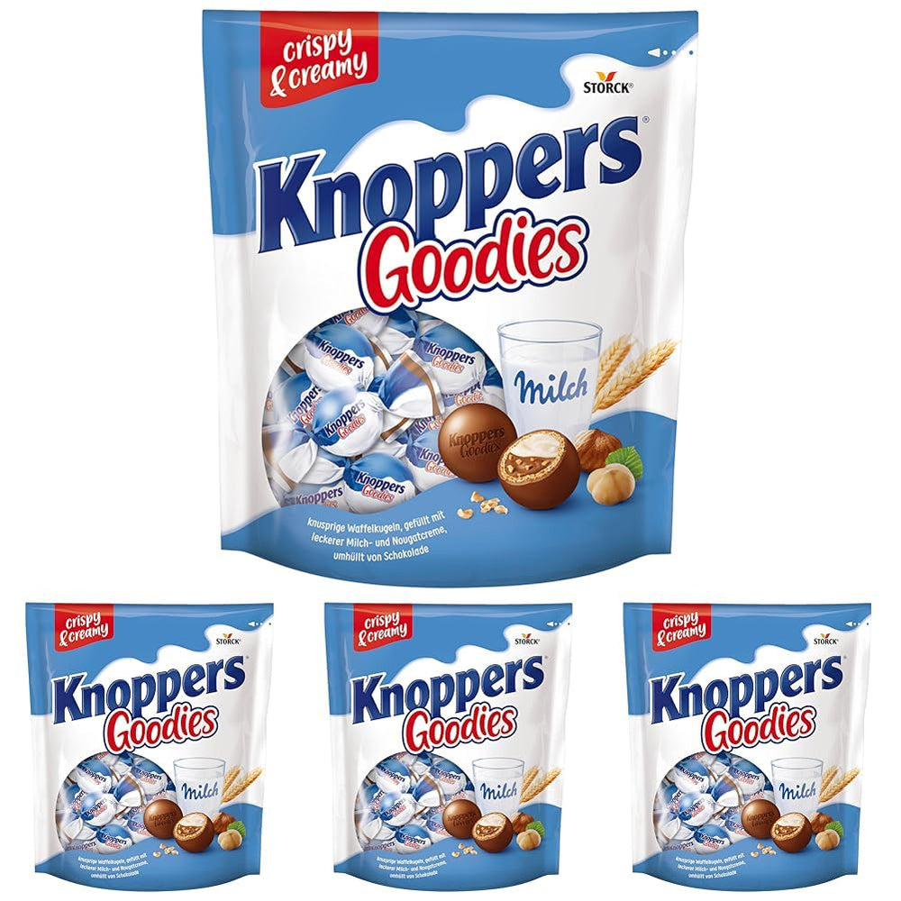 Knoppers Goodies Crunchy Minis – 1 x 180g – boules de gaufrettes croustillantes fourrées de morceaux de noisettes, de lait et de crème de nougat, enrobées de chocolat