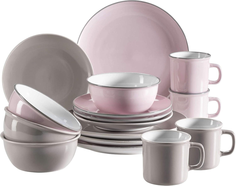 Mäser Geschirr-Set, Steingut Maila Pink/Grau/Blau/Grün, 4-Personen-Set Services de table Naty Shop Rose, Blé