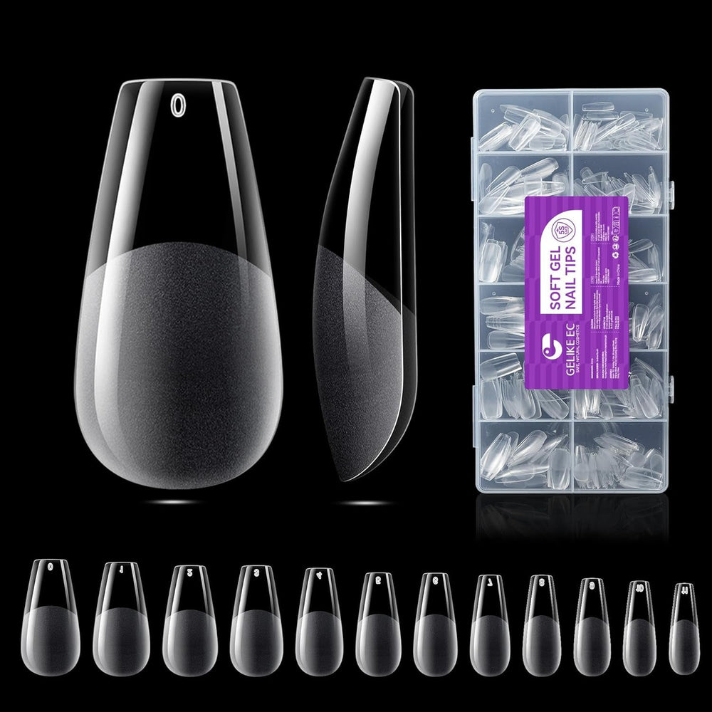 Gelike EC Lot de 120 faux ongles carrés extra courts en résine PMMA pré-polie pour femme, salon, 12 tailles