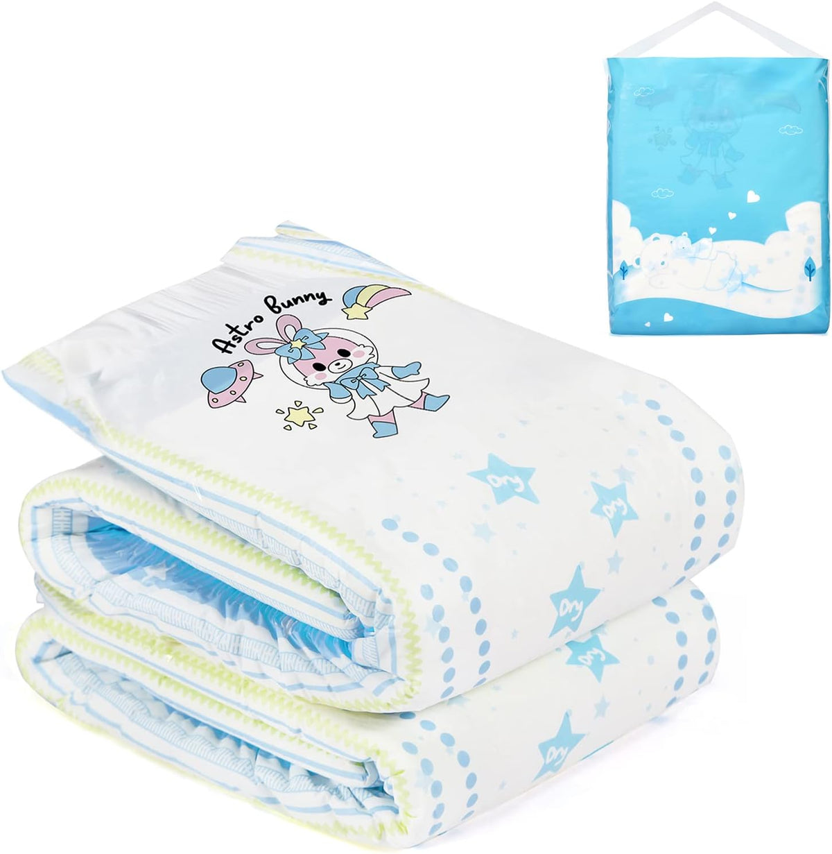 Couches imprimées pour adultes 5500-5800 ml, paquet de 2, assortiment aléatoire de 3 imprimés - Astro Babies (L)