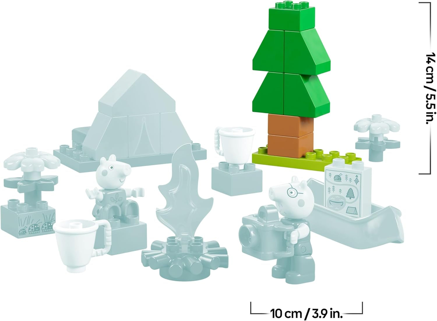 DUPLO Peppa Pig Campingausflug mit Papa Wutz – Montessori Spielzeug für Mädchen & Jungen ab 2 Jahren – inkl. Zelt, Kanu, Lagerfeuer und 2 Figuren – Fördert Motorik & Farberkennung – Geschenk - 10452
