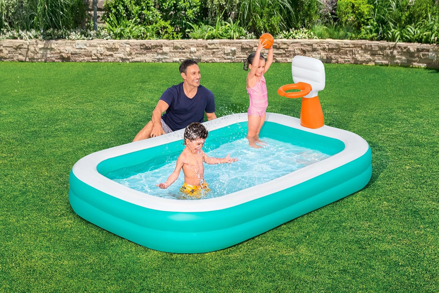 Piscine Bestway Family Dunk N' Splash avec paniers de basket 251 x 168 x 102 cm