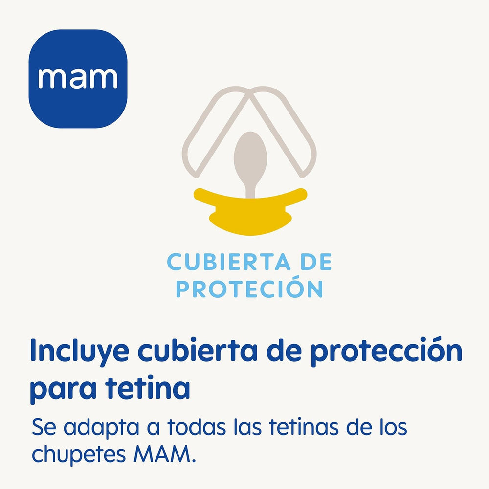 Sucette MAM, adaptée à tous types de tétines, anneaux de dentition et jouets, longueur réglable, avec cache-tétine, lavable, neutre, 1 pièce, assortie