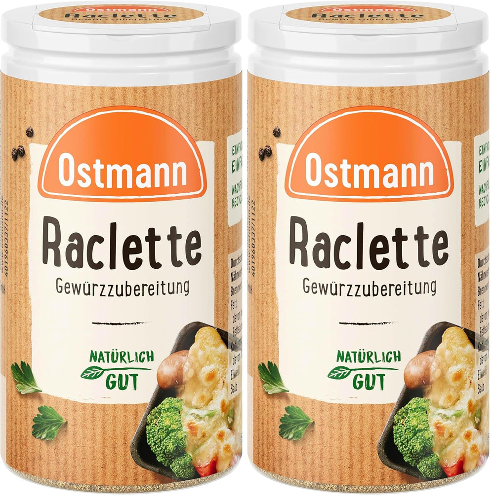 Ostmann Gewürze - Raclette Gewürzzubereitung | Zum Würzen von Käsegerichten | Recycler, nachfüllbare Streudose | 45 g dans du Streuer