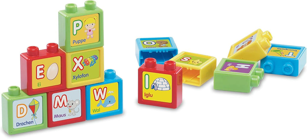 Jucărie de cale ferată VTech ABC, colorată, germană și masă de joacă pentru copii - masă de joacă colorată pentru copii cu 6 terenuri de joc și elemente interactive Jucarii Bebe Naty Shop