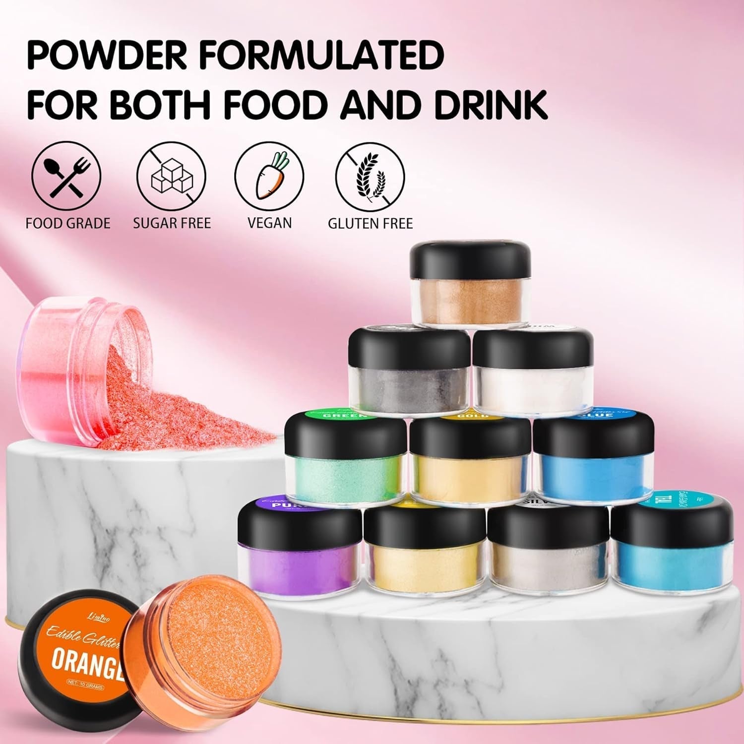 Paillettes comestibles, 10 grammes, différentes couleurs Glitter Naty Shop