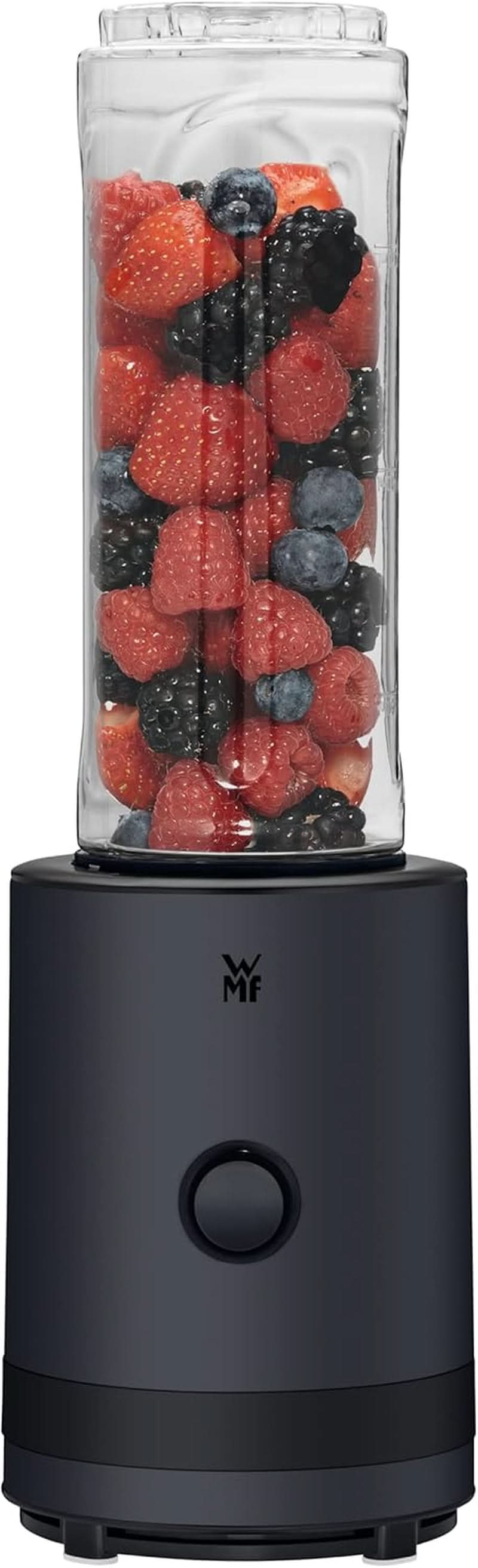 WMF Küchenminis Smoothie-To-Go, Mini batteur sur socle avec deux mixeurs/trinkbehältern 0,6L, Mixer Hochleistungsmixer 300 W, Edelstahl Matt, Schwarz Kitchen Naty Shop