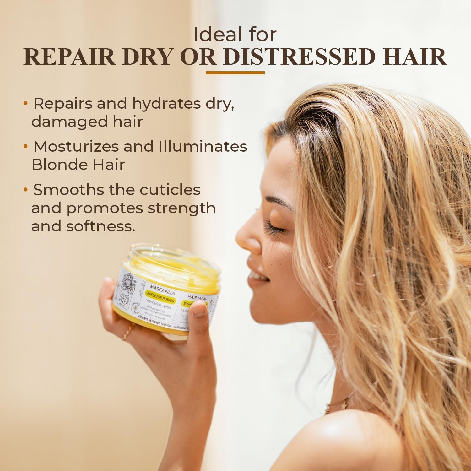 Intea Camomille - Masque Capillaire Reflets Blonds - Hydrate et nourrit les cheveux blonds - Masque Capillaire Naty Shop 250 ML