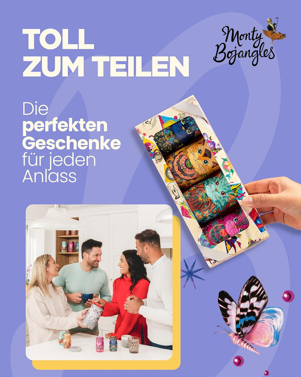 Monty Bojangles Savanna Gold Truffes au chocolat (135 g) Coffret cadeau praliné en poudre de cacao dans une boîte collector individuelle au design de chat Flutter Scotch Flavor