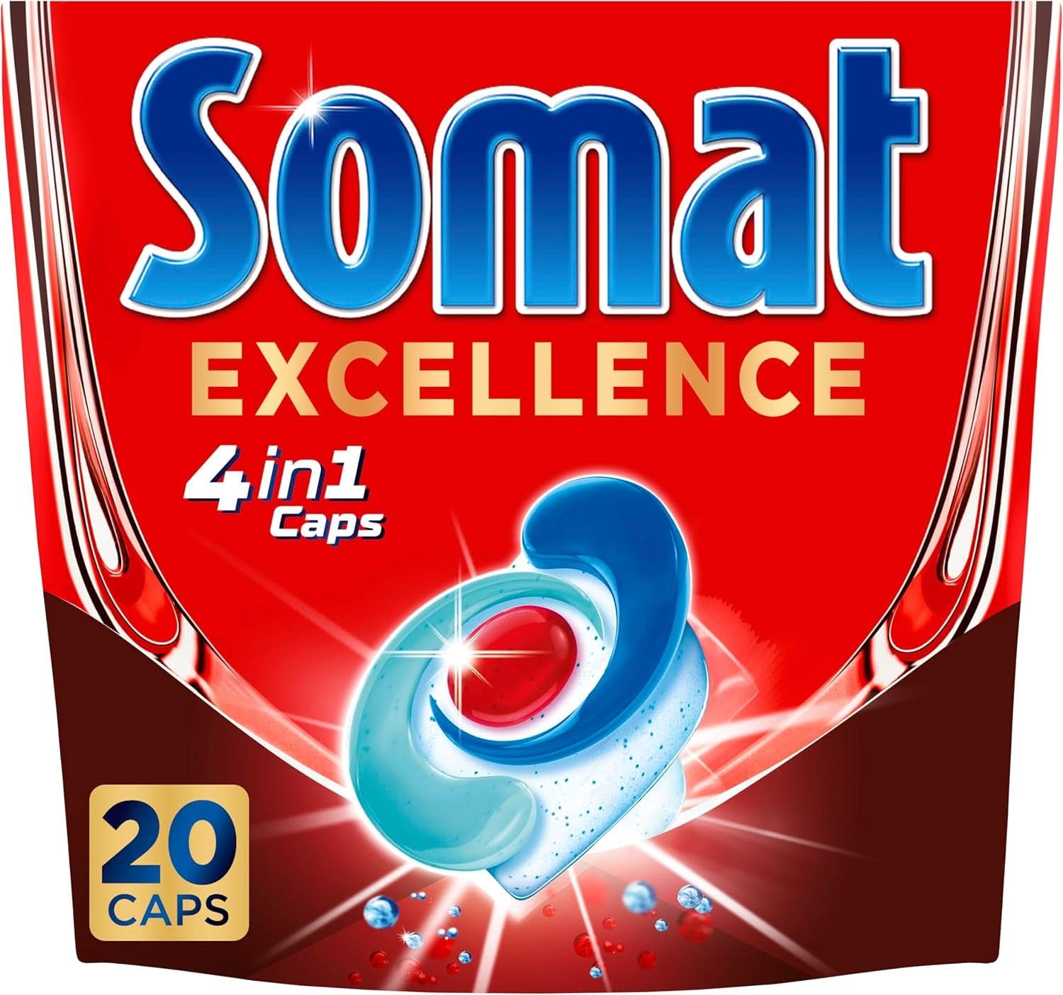 Somat Excellence 4In1 Caps (141 Caps), Détergents pour lave-vaisselle à dissolution rapide Détergents de cuisine Naty Shop 20 Capsules Fraîches