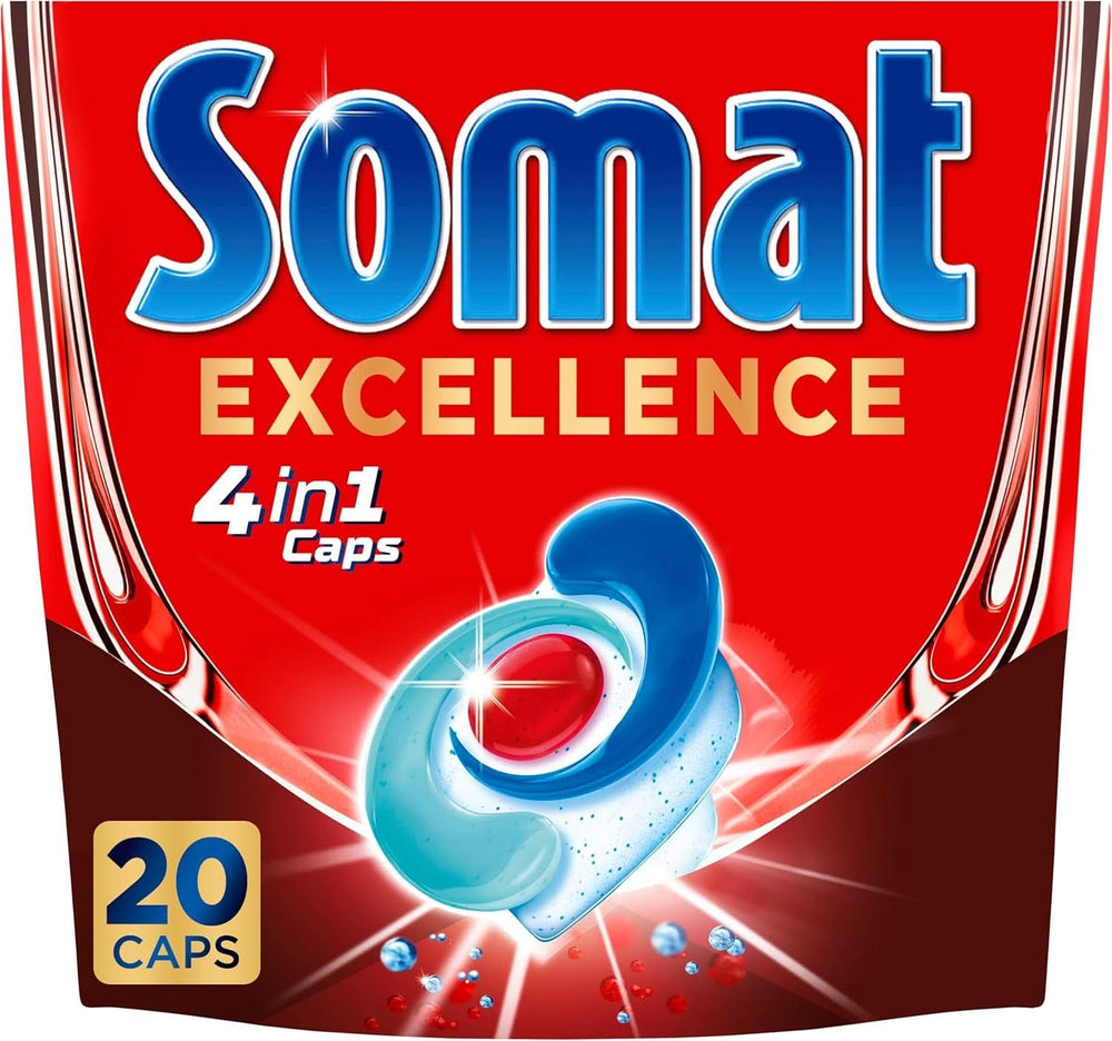 Somat Excellence 4In1 Caps (141 Caps), Détergents pour lave-vaisselle à dissolution rapide Détergents de cuisine Naty Shop 20 Capsules Fraîches