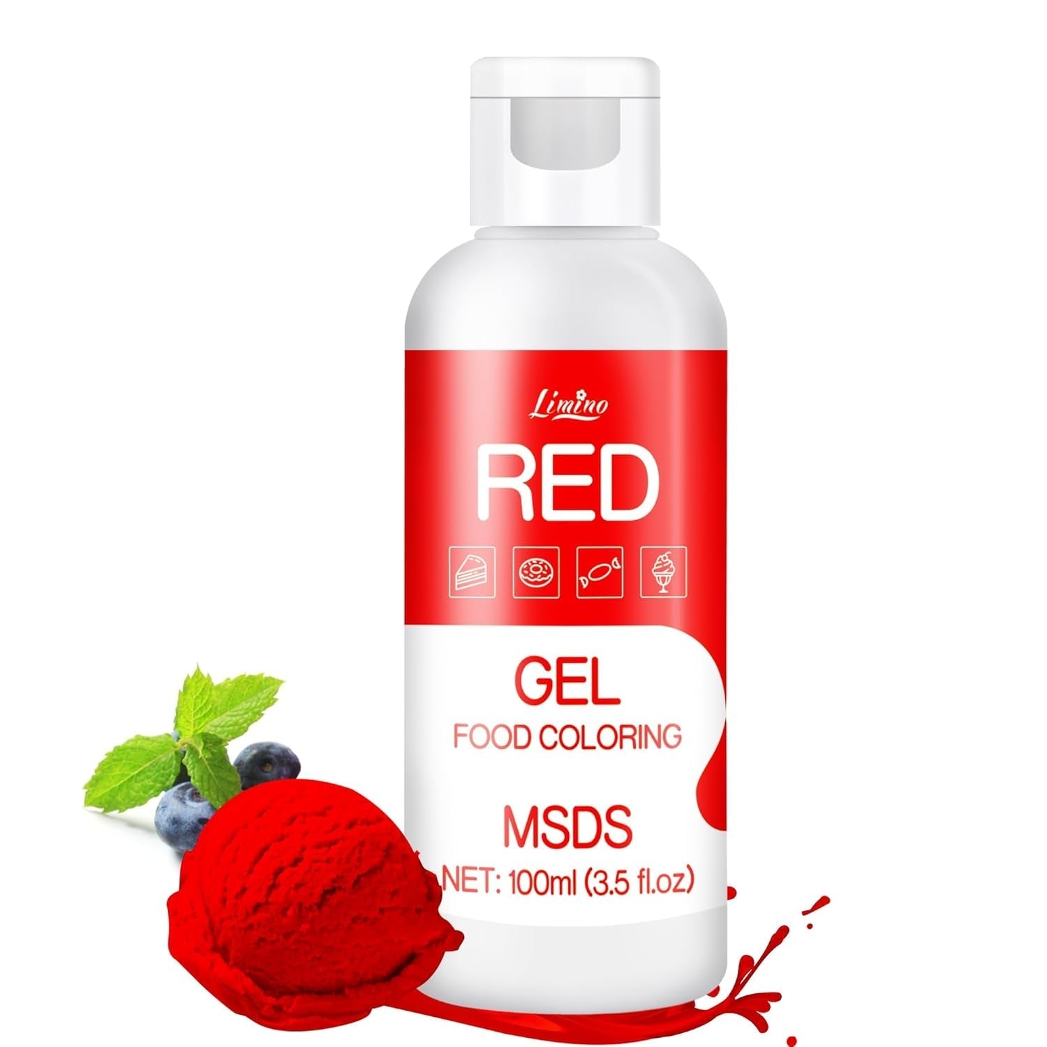 Colorant alimentar în gel - 100 ml, coloranți alimentari în gel pentru prăjituri, copt, fursecuri, macaroane - Colorant alimentar concentrat fără zahăr pentru decorarea torturilor, băuturi, ouă de Paște, slime DIY (alb)