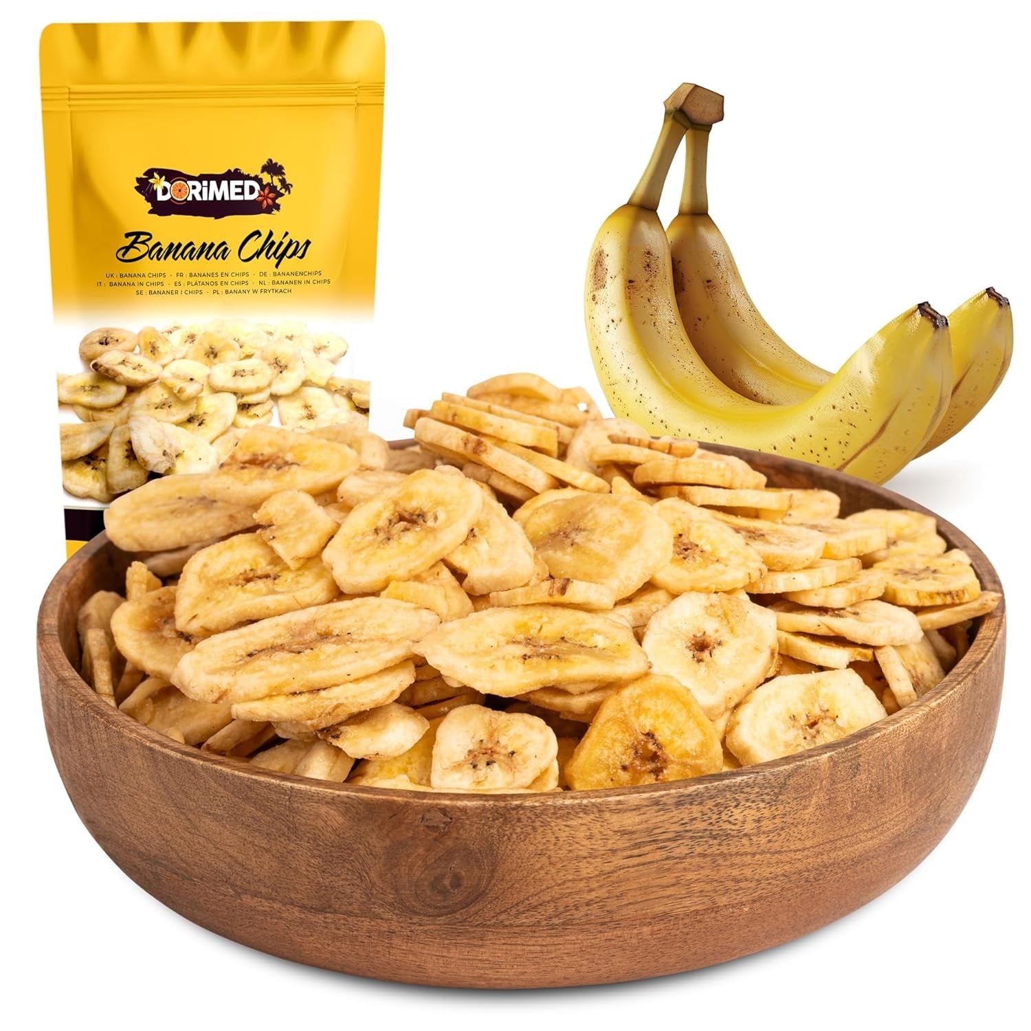 Chips de banane 1 kg | Tranches croustillantes de chips de banane aux fruits secs | collation saine au goût délicieux | Produits déshydratés Naty Shop Titre par défaut