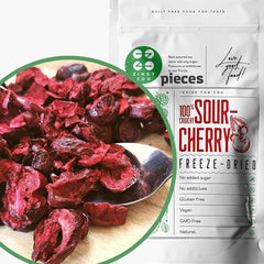 Cerises amères lyophilisées | Morceaux de fruits lyophilisés 100% naturels Fruits secs | Cerises amères séchées | Cerises amères lyophilisées | ZingyZoo Naty Shop produits déshydratés 100G
