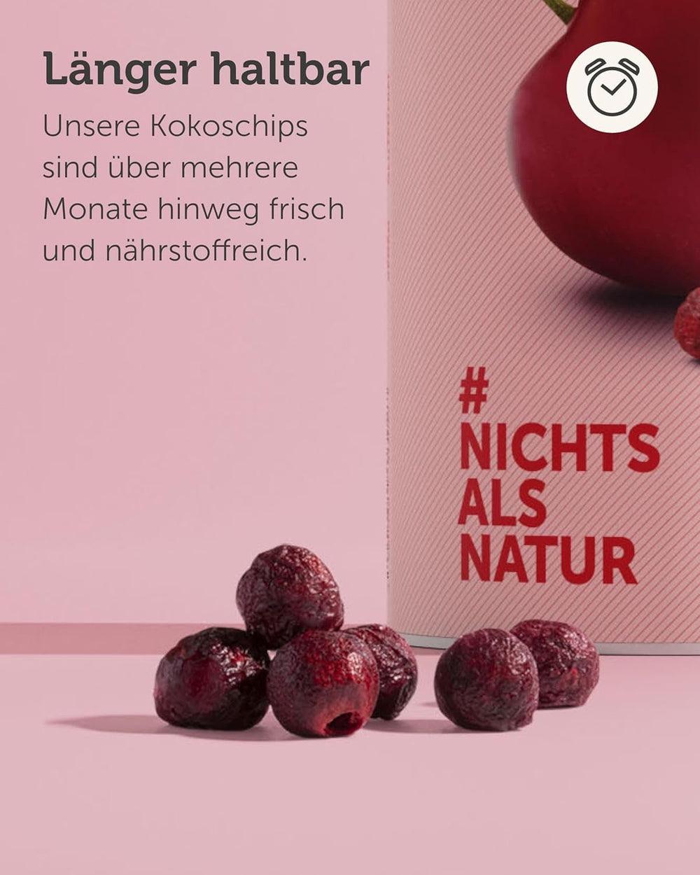 Cerises amères lyophilisées BUAH® | Cerises amères entières comme collation ou pour le muesli | Substitut idéal aux bonbons | Vegan et sans sucre ajouté | 135g de produits déshydratés Naty Shop