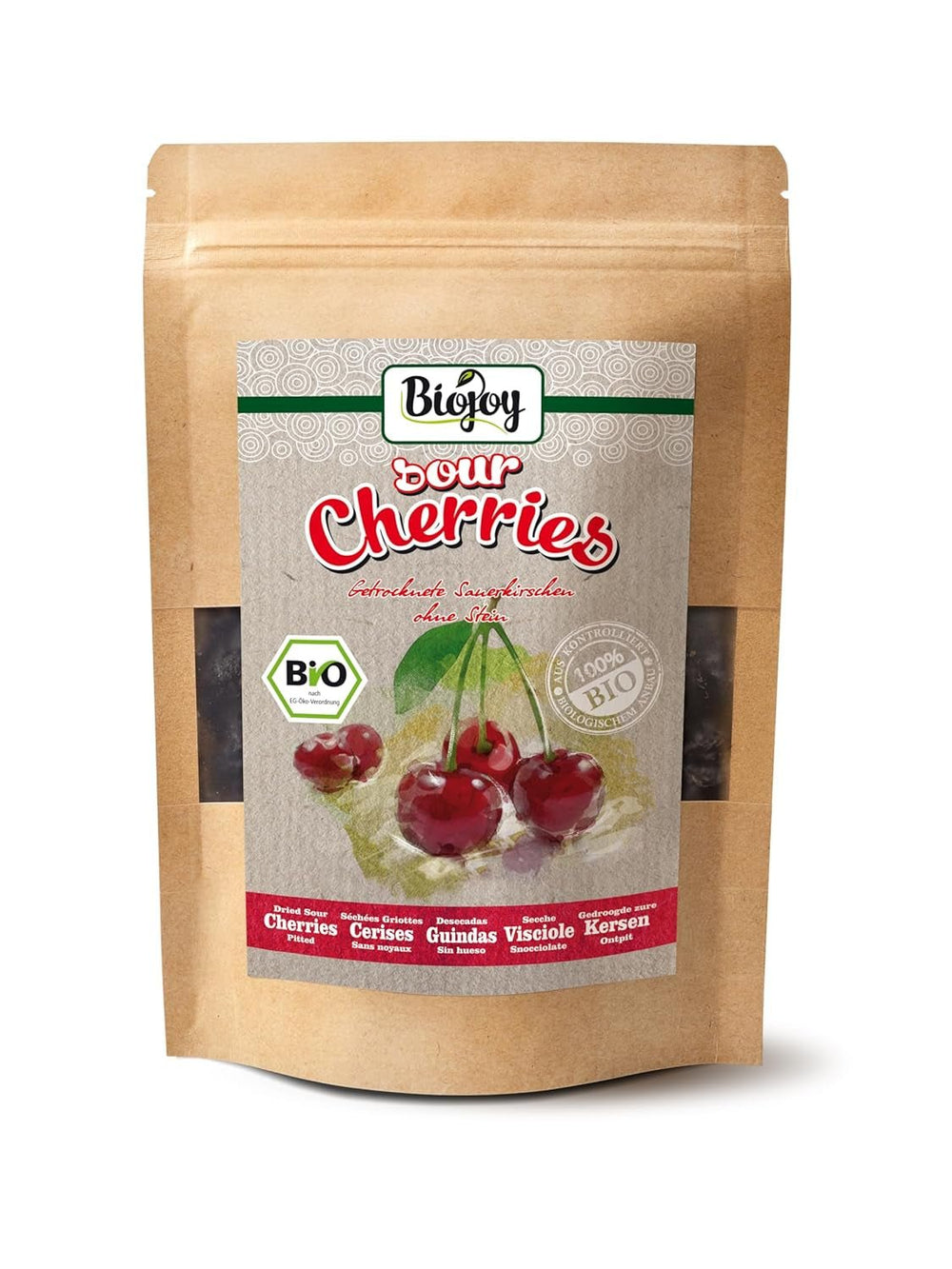 Cerises bio séchées Biojoy (1 kg), dénoyautées et non soufrées Produits déshydratés Naty Shop 250 G