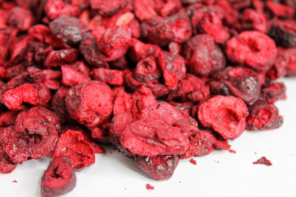 Cerises lyophilisées 100g - Cerises amères lyophilisées - Fruits secs lyophilisés - Cerises amères séchées tranchées - Parfait pour la pâtisserie, la décoration, le muesli et les desserts Produits déshydratés Naty Shop
