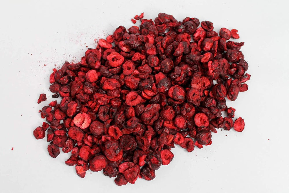 Cerises lyophilisées 100g - Cerises amères lyophilisées - Fruits secs lyophilisés - Cerises amères séchées tranchées - Parfait pour la pâtisserie, la décoration, le muesli et les desserts Produits déshydratés Naty Shop