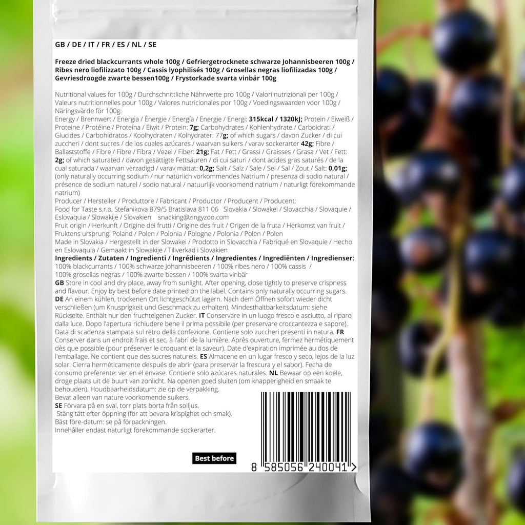 Coacăze negre liofilizate | Coacăze uscate 100% naturale | Fără zahăr adăugat Dulciuri liofilizate sănătoase | Fructe liofilizate Fructe liofilizate Produse deshidratate Naty Shop