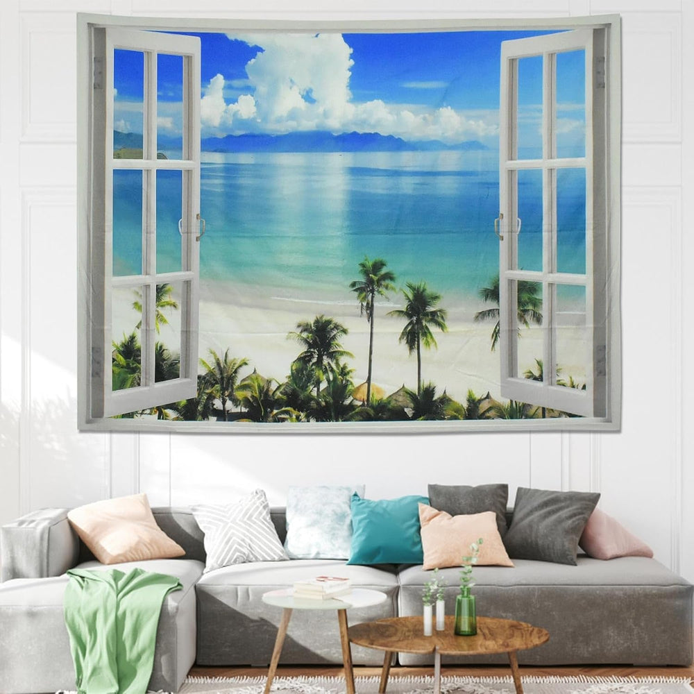 Tapisserie tapis fenêtre esthétique polyester grande plage Maison - Accessoires et Décorations Naty Shop