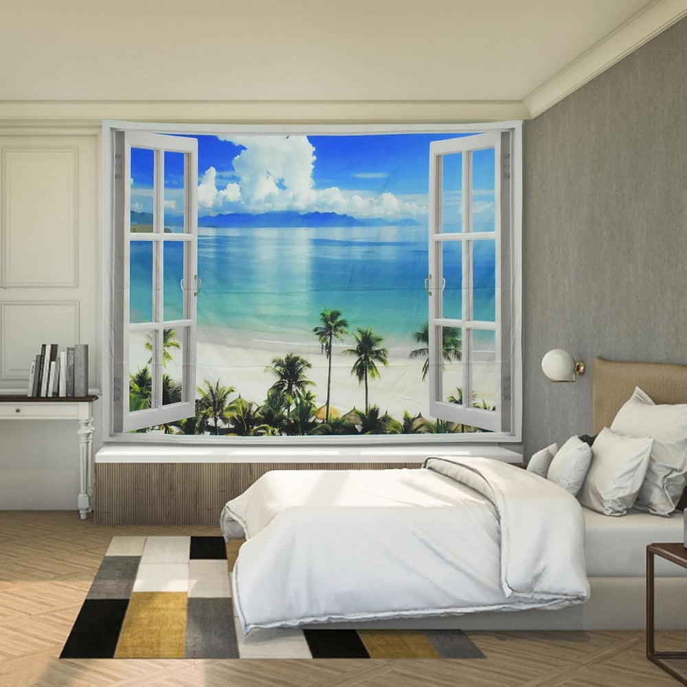 Tapisserie tapis fenêtre esthétique polyester grande plage Maison - Accessoires et Décorations Naty Shop