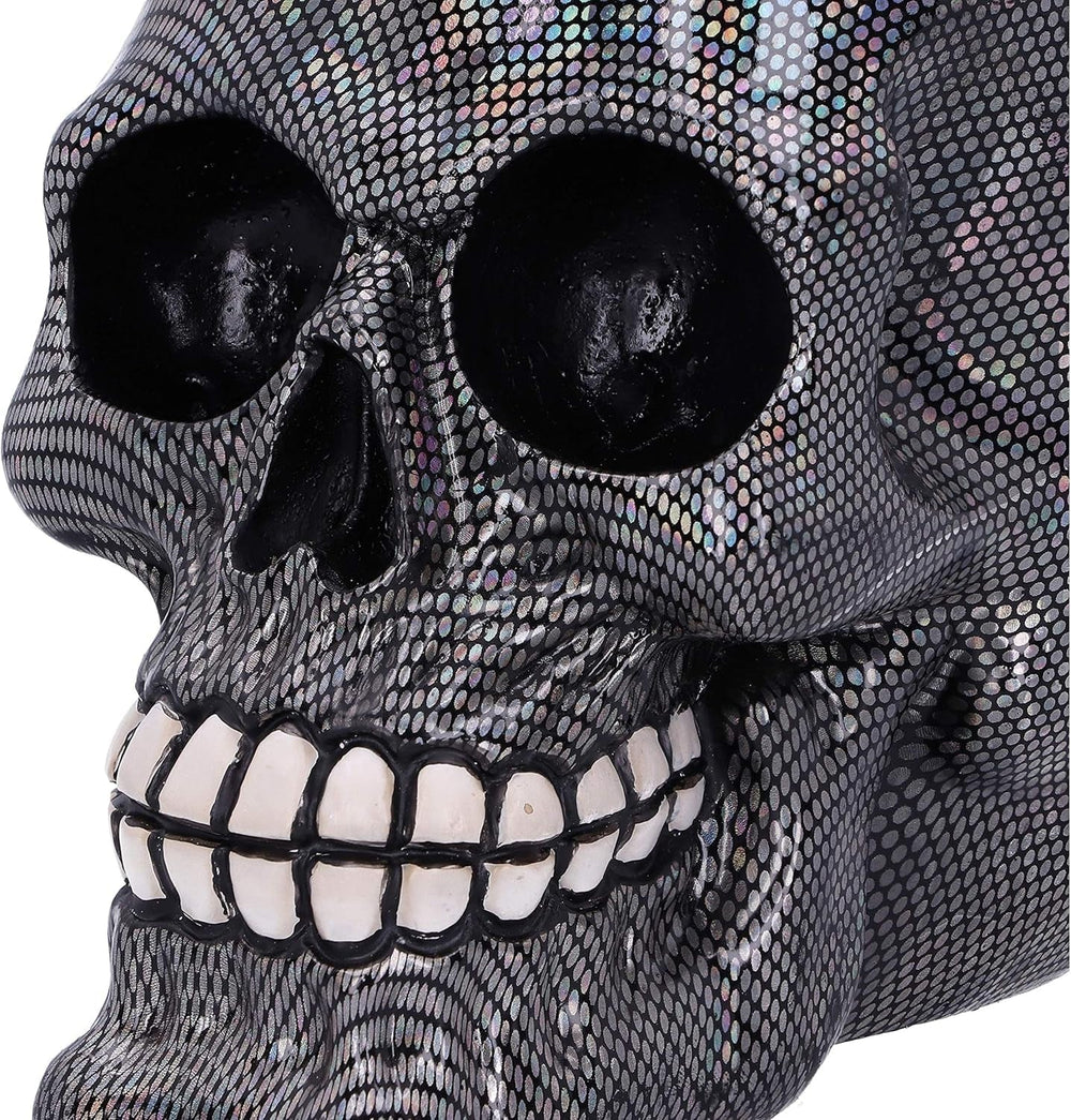 Crâne Résille Argent Holographique Ornement Crâne Résille Holographique Argent Argent 16,5 cm Statuettes et Sculptures Naty Shop