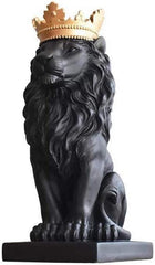 Statue de Lion Couronne Sculptures Noires Figurines de Lion en Résine pour Hommes Statue d'art Ornements pour Bureau à Domicile Salon Bibliothèque Table Bureau Décoration de Pendaison de crémaillère Statuettes et Sculptures Naty Shop Noir