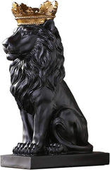 Statue de Lion Couronne Sculptures Noires Figurines de Lion en Résine pour Hommes Ornements de Statue d'art pour Bureau à Domicile Salon Bibliothèque Table Bureau Décoration de Pendaison de crémaillère Statuettes et Sculptures Naty Shop