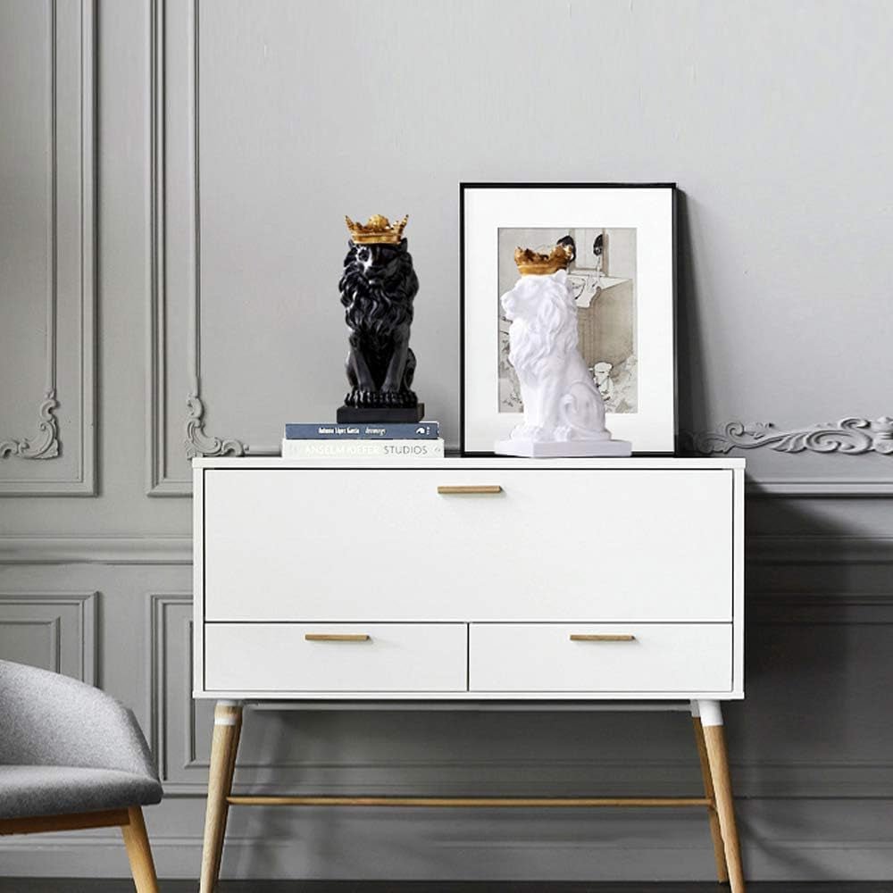 Statue de Lion Couronne Sculptures Noires Figurines de Lion en Résine pour Hommes Ornements de Statue d'art pour Bureau à Domicile Salon Bibliothèque Table Bureau Décoration de Pendaison de crémaillère Statuettes et Sculptures Naty Shop