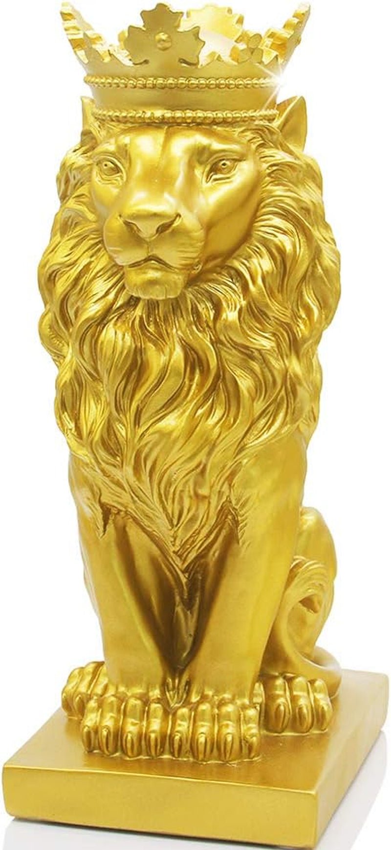 Statue de Lion Couronne Sculptures Noires Figurines de Lion en Résine pour Hommes Statue d'art Ornements pour Bureau à Domicile Salon Bibliothèque Table Bureau Décoration de Pendaison de crémaillère Statuettes et Sculptures Naty Shop Or