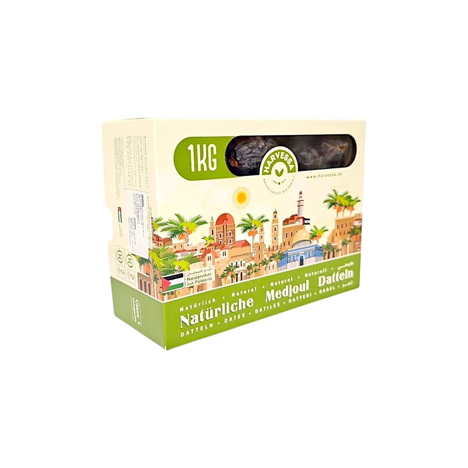 Grandes dattes Medjool premium 1KG de Palestine | Les dattes royales Medjool pour le plaisir et l'énergie | Naturellement séché et naturel | Végétarien et végétalien | Riche en pulpe | Avec pierre | 2024 Produits déshydratés Naty Shop Titre par défaut