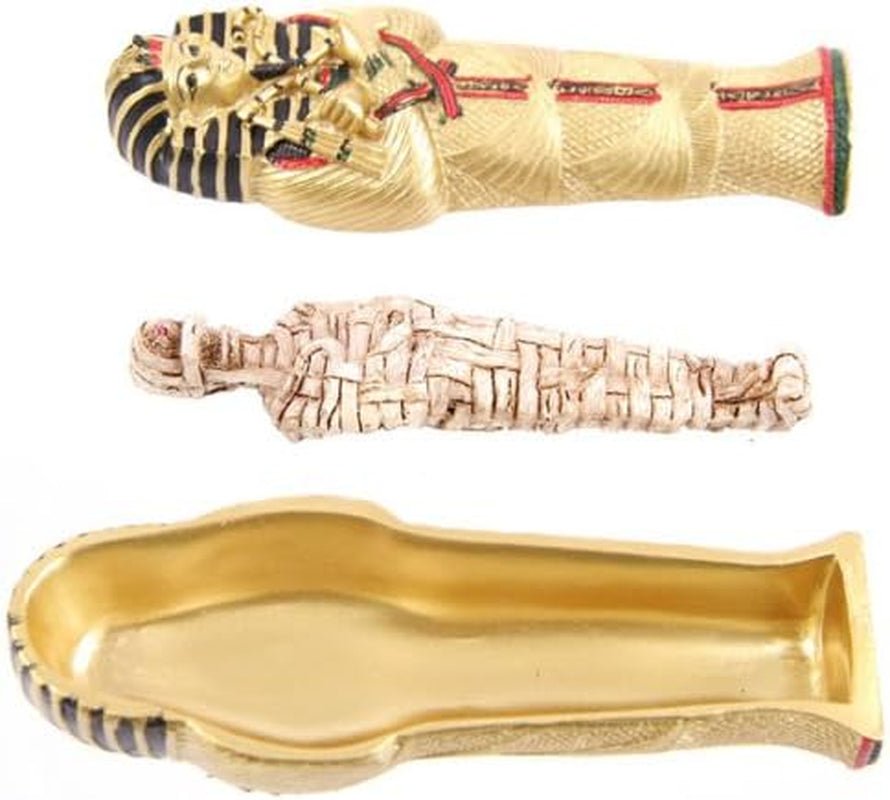 Boîte à bijoux égyptienne en or avec sarcophage de Toutankhamon et statuettes et sculptures de momie ES45 Naty Shop