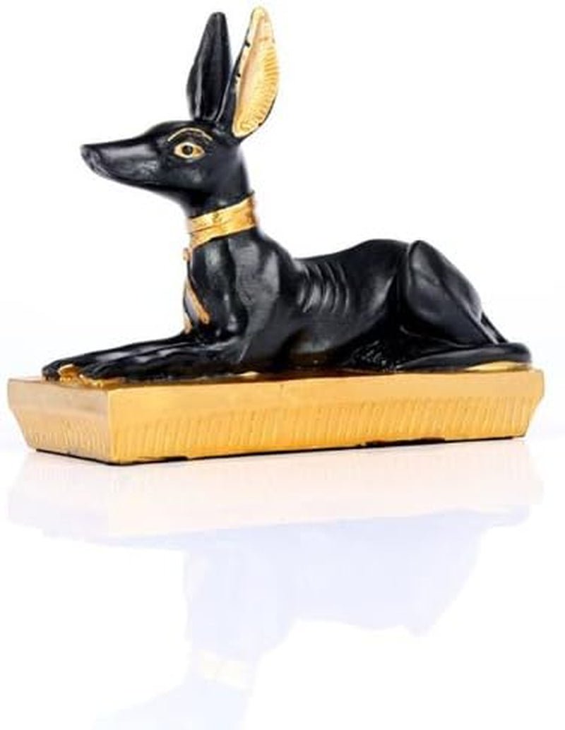 Naty Shop Figurine de chacal égyptien Anubis doré et noir - Petite boîte à bijoux en forme de sarcophage égyptien de Toutankhamon avec statuettes et sculptures de momie ES45 Naty Shop
