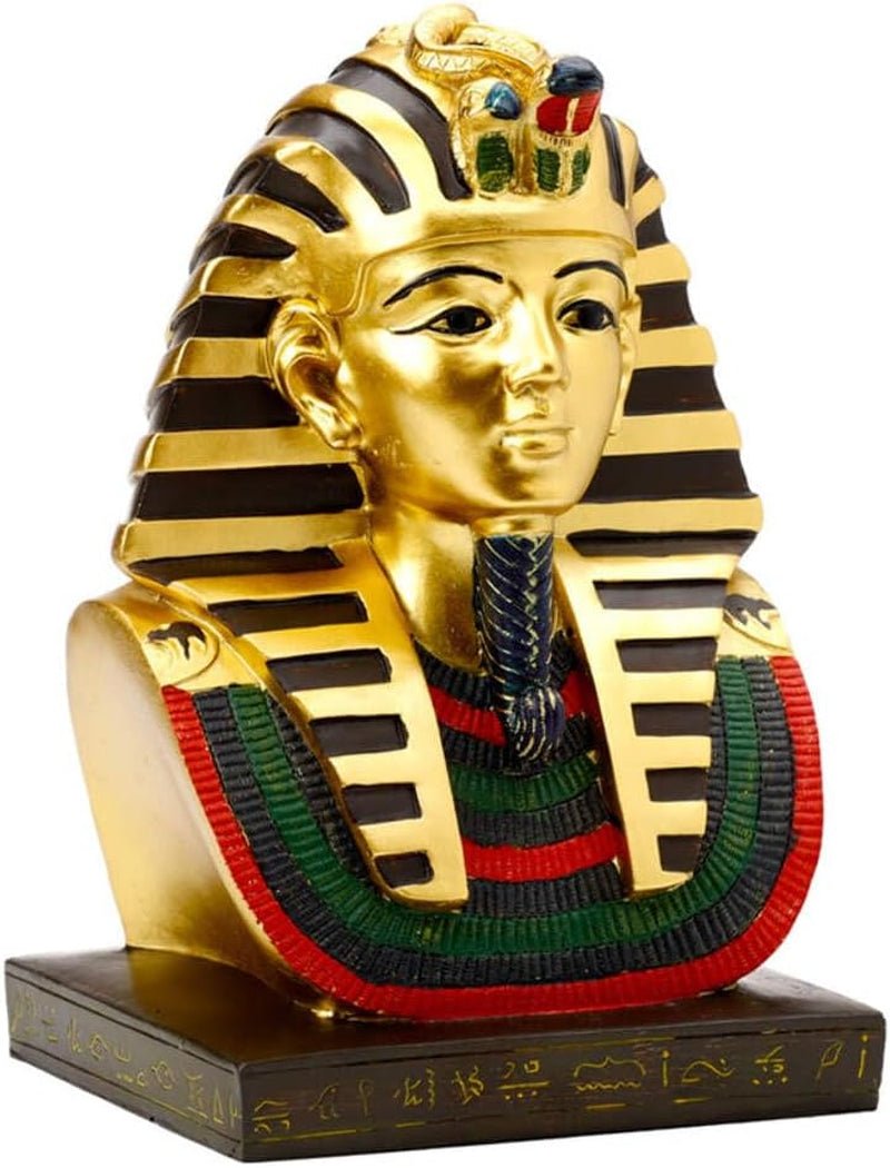 Boîte à bijoux égyptienne en or avec sarcophage de Toutankhamon avec statuettes et sculptures de momie ES45 Naty Shop Buste de Toutankhamon en or égyptien