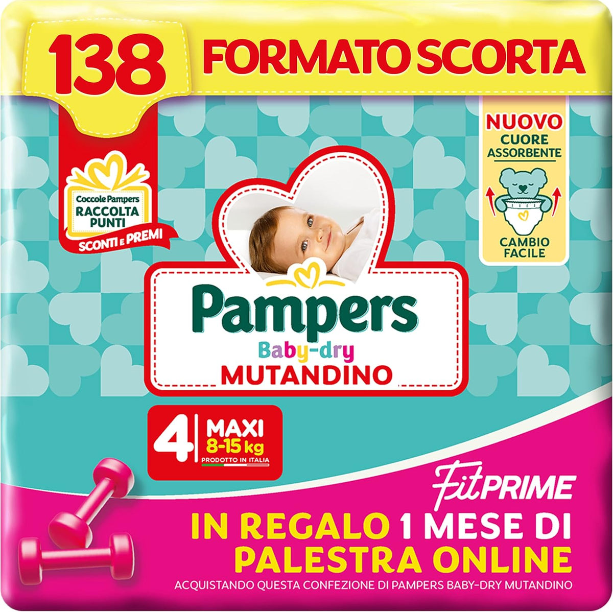 Couches Pampers Baby Dry Pants et Fit Prime Maxi, taille 138, taille 4 (8-15 kg), 1 mois gratuit en ligne à la salle de sport