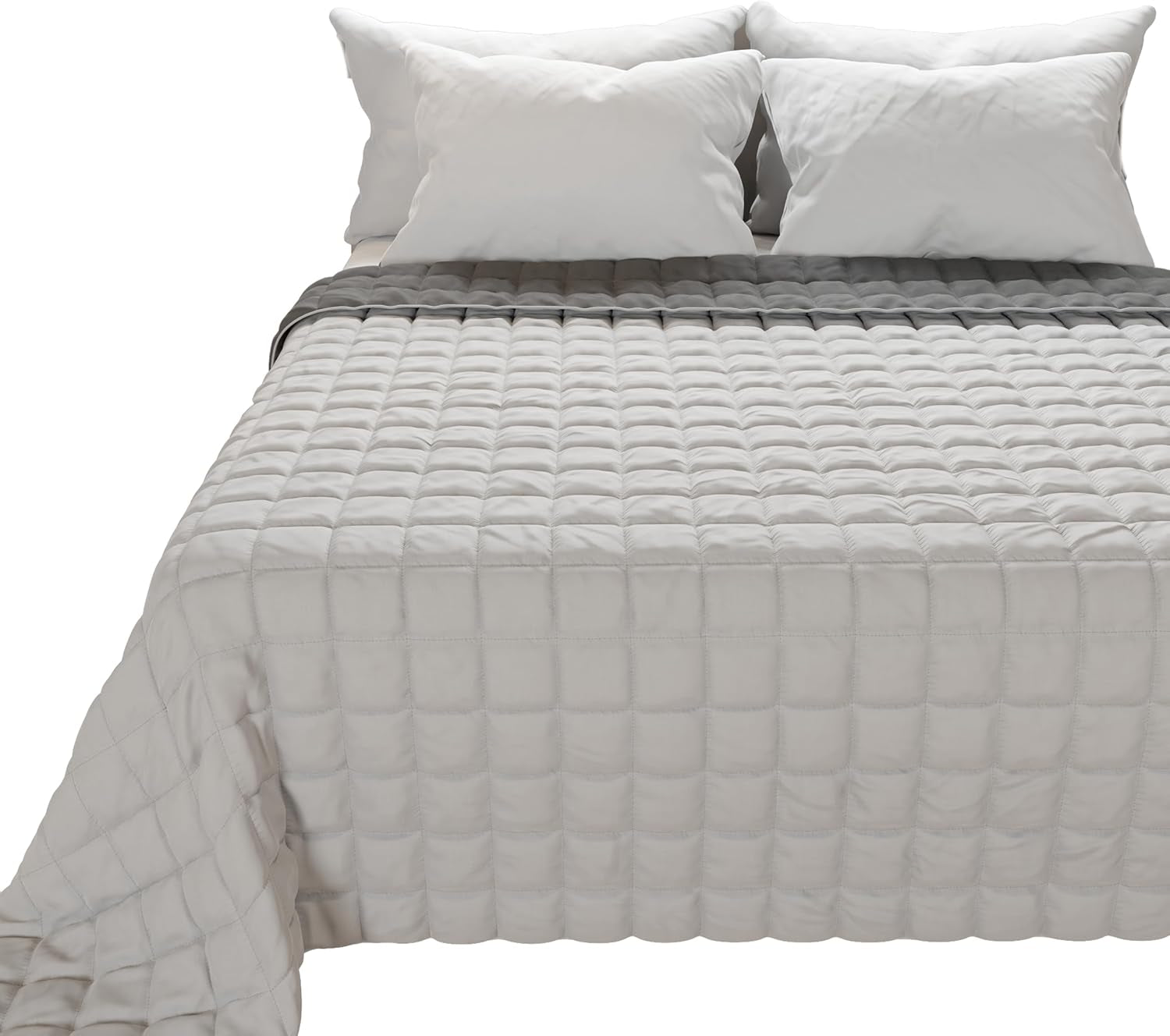 PETTI Artigiani Italiani - Couvre-lit simple, couvre-lit double face, couvre-lit à ressorts, bleu nuit, blanc, 100% Made in Italy Couettes et couettes Naty Shop Gris Taille de lit 180 (260 X270 Cm)