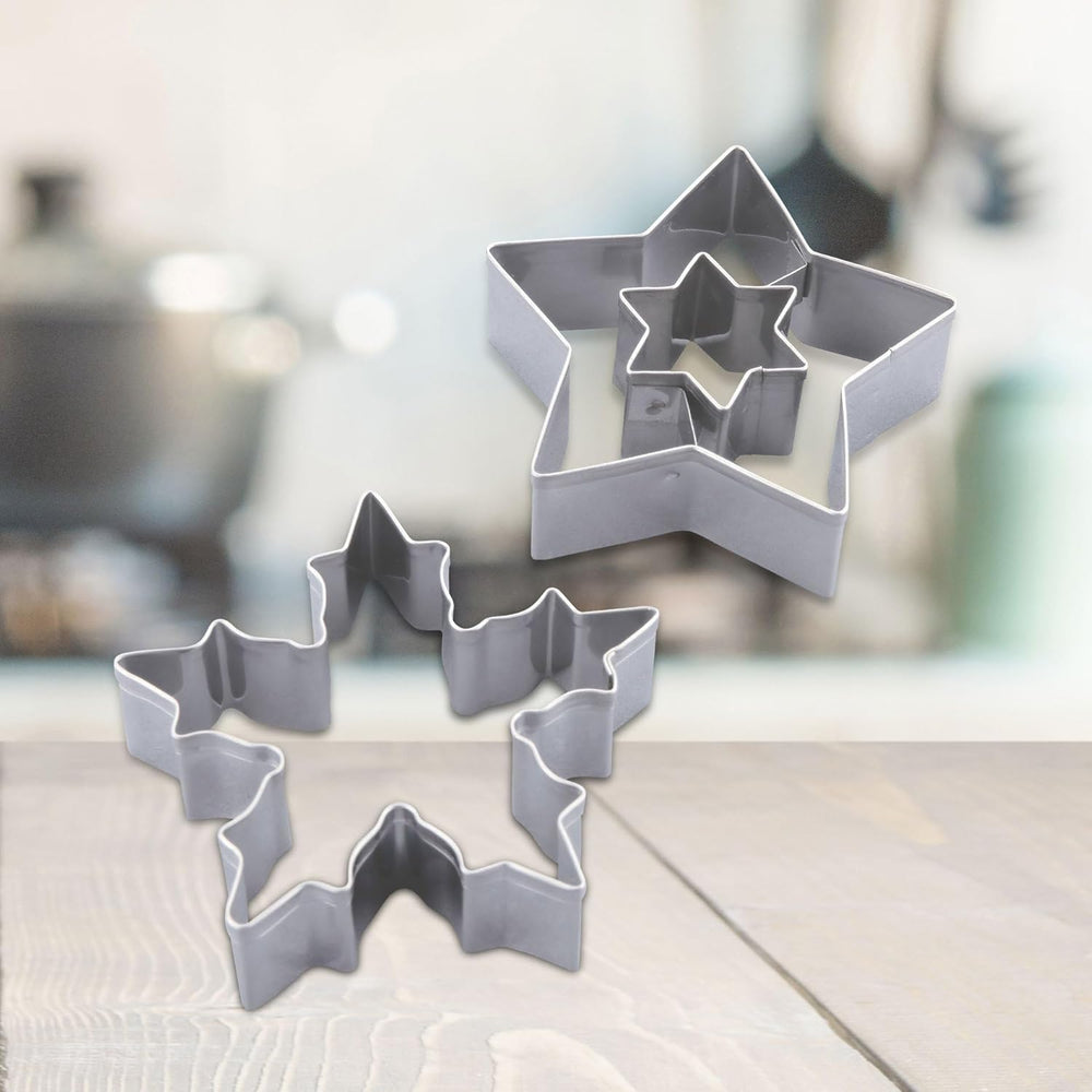 Dr. Oetker Linzer Ensemble d'emporte-pièces flocon de neige et étoile – 2 pièces parfaits pour les biscuits de Noël en acier inoxydable de haute qualité résistant à la rouille, lavable au lave-vaisselle