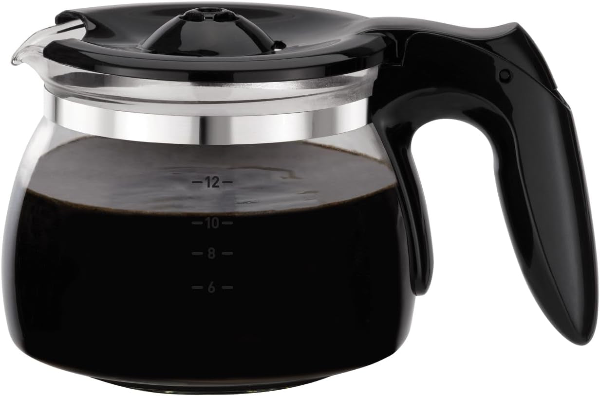 Tefal CM3408 Mini cafetière en verre (600 W, 6 tasses) noir/acier inoxydable, CM340811