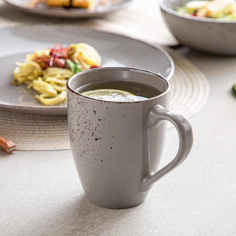 Vancasso Service de table pour 12 personnes Navia Service de table en grès 48 pièces avec assiettes, assiettes à salade, bols et tasses, aspect vintage, design naturel